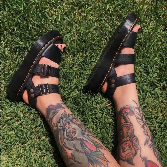 DR. MARTENS GRYPHON PISA LEATHER PLATFORM SANDALS - Picture 1 of 6